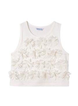 Top Mayoral Flores Relief Beige pour Fille