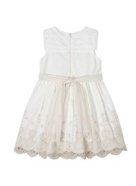 Robe Mayoral brodée beige pour fille