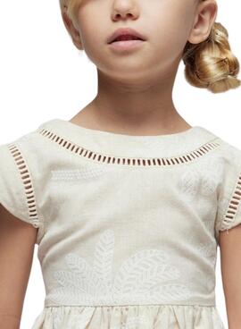 Robe Mayoral Palmiers Lin Beige Pour Fille