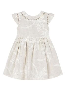 Robe Mayoral Palmiers Lin Beige Pour Fille