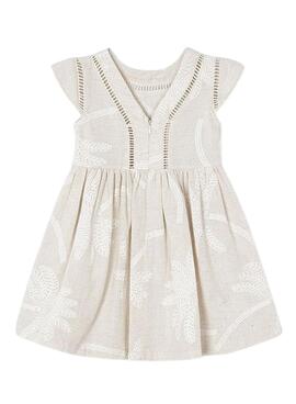 Robe Mayoral Palmiers Lin Beige Pour Fille