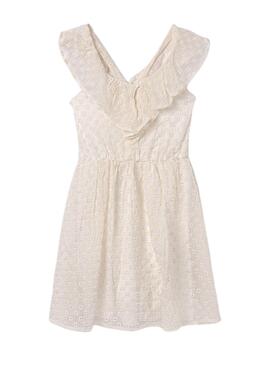 Robe Mayoral en mousseline brodée beige pour fille