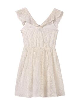 Robe Mayoral en mousseline brodée beige pour fille