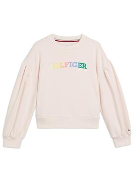 Sweat à capuche Tommy Hilfiger Monotype Rose Pour Fille