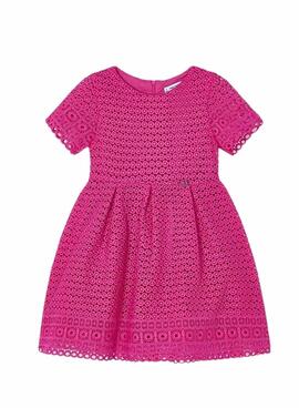 Robe Mayoral en guipure rose pour fille