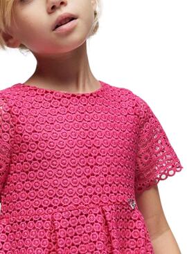 Robe Mayoral en guipure rose pour fille