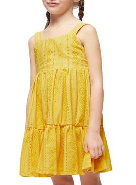 Robe jaune perforée Mayoral pour fille