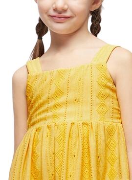 Robe jaune perforée Mayoral pour fille