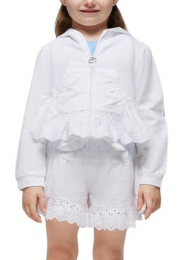 Sweat à capuche Mayoral Volant Blanc pour Fille.