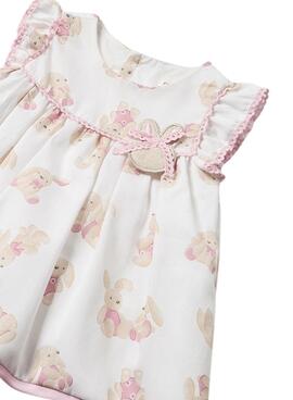 Robe Mayoral imprimée satin rose bébé