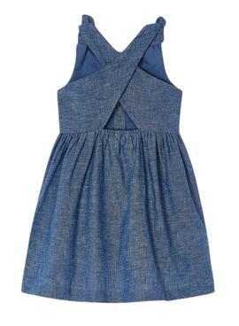 Robe Mayoral Boutons en Lin Bleu Pour Fille