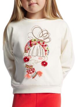 Sweatshirt Mayoral Brodée Beige Pour Fille