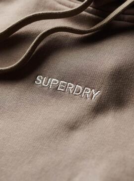 Sweat à capuche Superdry Micro Logo Marron Pour Homme