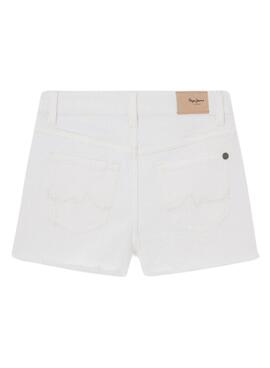 Short Pepe Jeans A-Line Relaxed Blanc pour fille