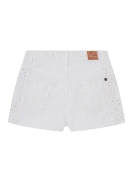 Short Pepe Jeans A-Line Anglaise Blanche Pour Fille