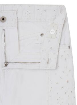 Short Pepe Jeans A-Line Anglaise Blanche Pour Fille