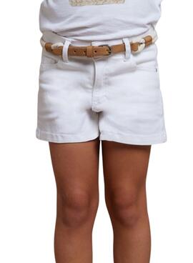 Shorts Mayoral Belt blanc pour fille.