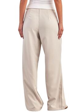 Pantalon ONLY Diane Fold Down Beige Pour Femme