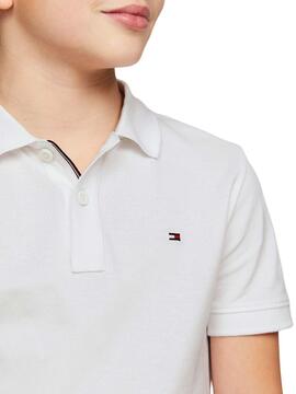 Polo Tommy Hilfiger Flag Blanc pour Garçon