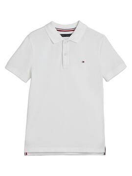 Polo Tommy Hilfiger Flag Blanc pour Garçon