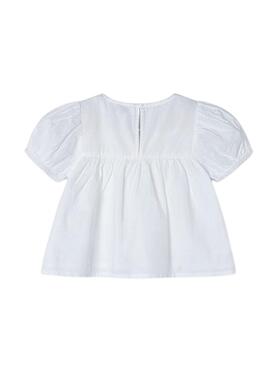 Blouse Mayoral Broderies Blanc Pour Fille