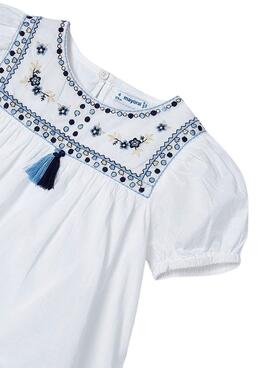 Blouse Mayoral Broderies Blanc Pour Fille