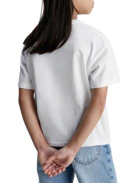 T-shirt Calvin Klein Logo Boxy Blanc Fille