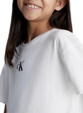 T-shirt Calvin Klein Logo Boxy Blanc Fille