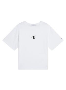 T-shirt Calvin Klein Logo Boxy Blanc Fille