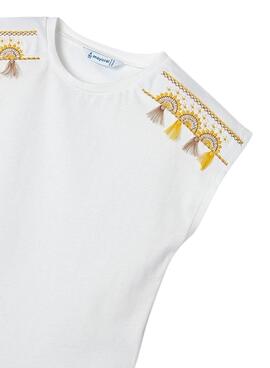 T-shirt Mayoral Brodée Beige Pour Fille