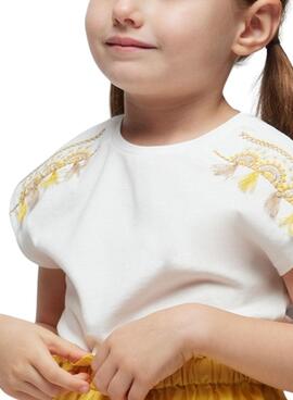 T-shirt Mayoral Brodée Beige Pour Fille