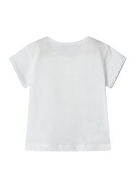 T-shirt Mayoral Flower Blanc Pour Fille