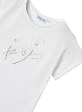 T-shirt Mayoral Flower Blanc Pour Fille