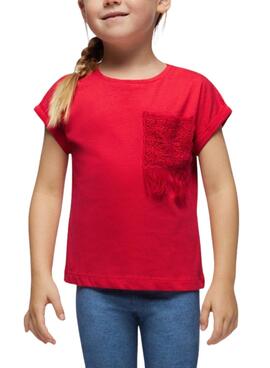 T-shirt Mayoral Poche Crochet Rouge Pour Fille