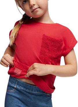 T-shirt Mayoral Poche Crochet Rouge Pour Fille