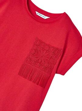 T-shirt Mayoral Poche Crochet Rouge Pour Fille