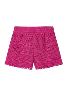 Short Mayoral en guipur fucsia para niña.