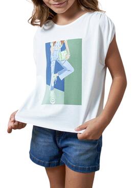 T-shirt Mayoral Imprimé Graphique Blanc Fille