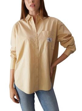 Chemise Calvin Klein tissé Label Camel Femme