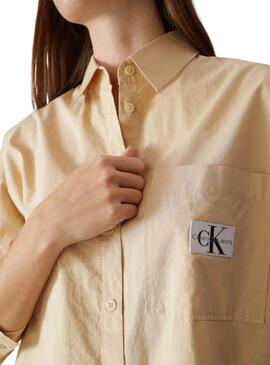 Chemise Calvin Klein tissé Label Camel Femme