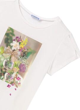 T-shirt Mayoral Flores Blanco pour Fille