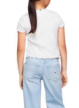 T-shirt Tommy Hilfiger Essential Rib Blanc Fille