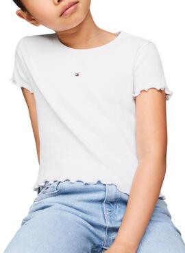 T-shirt Tommy Hilfiger Essential Rib Blanc Fille