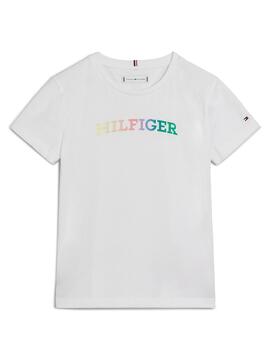 T-shirt Tommy Hilfiger Monotype Blanc Pour Fille