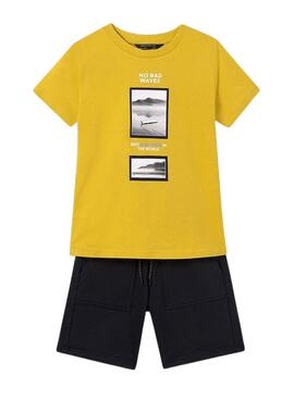 Ensemble t-shirt et pantalon Mayoral Waves Jaune Pour Garçon