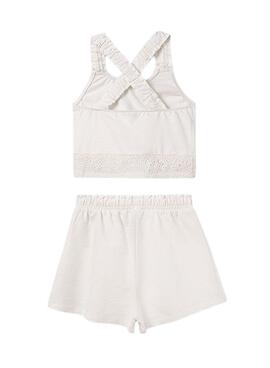 Ensemble Mayoral Short Bandes Beige Pour Fille