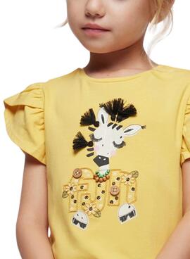 T-shirt girafe Mayoral jaune pour fille