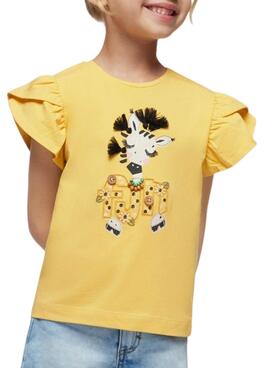 T-shirt girafe Mayoral jaune pour fille