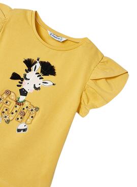 T-shirt girafe Mayoral jaune pour fille