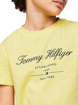 T-shirt Tommy Hilfiger Script Jaune pour Enfant